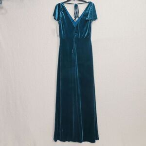 After Six Teal Velvet Maxi Dress